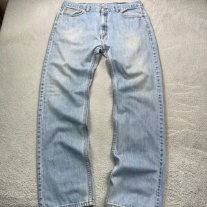 Levis 505 Jeans Men 38x35‎ Blue Regular Fit Straight Leg Cotton Thrashed Y2K